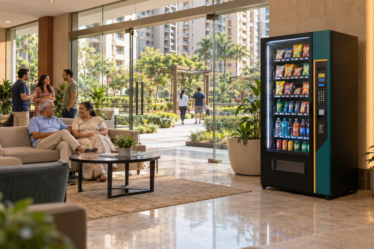 Vending machine in a residential society clubhouse