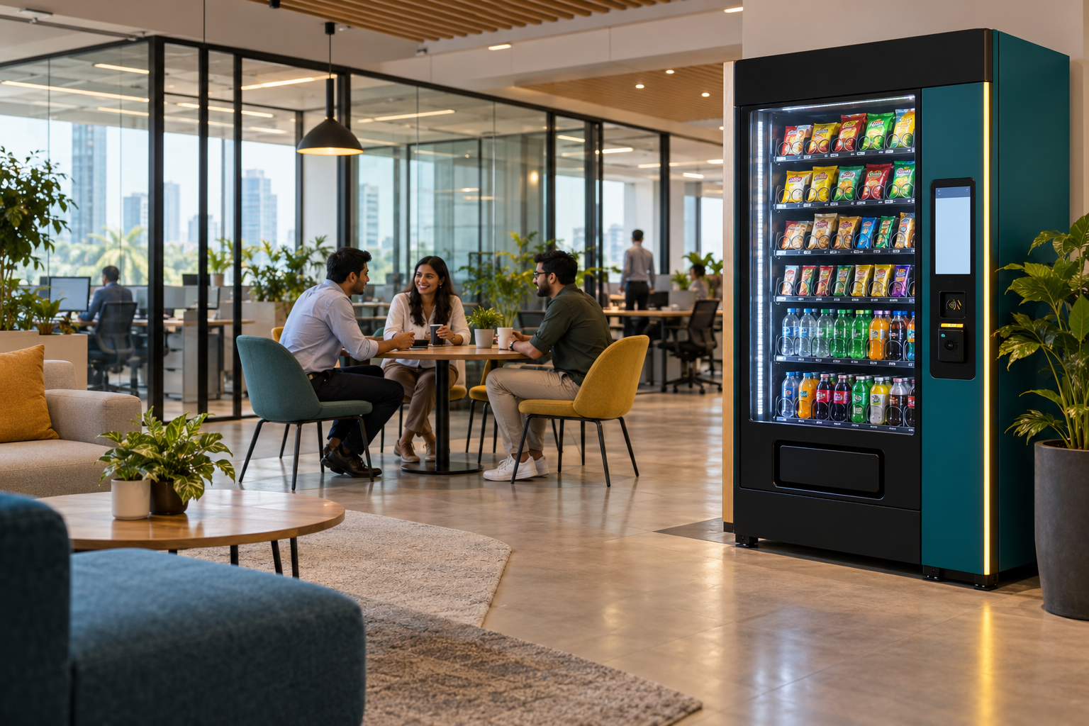 Vending machine in an office employee break area